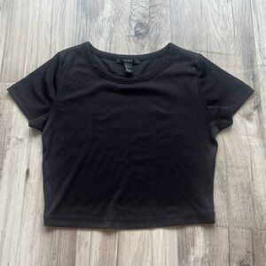Forever 21 Black Ribbed Crop Top